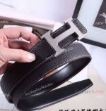Top Grade Copy Hermes H black leather Belt & Textured Steel Buckle Mens Gift